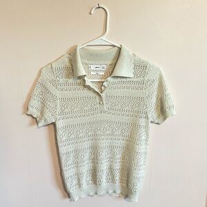 Mango Linen Lace Crochet Polo